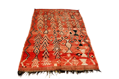 Red abstract vintage boujaad rug Moroccan morocco front