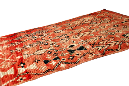 Red abstract vintage boujaad rug Moroccan morocco side shots 