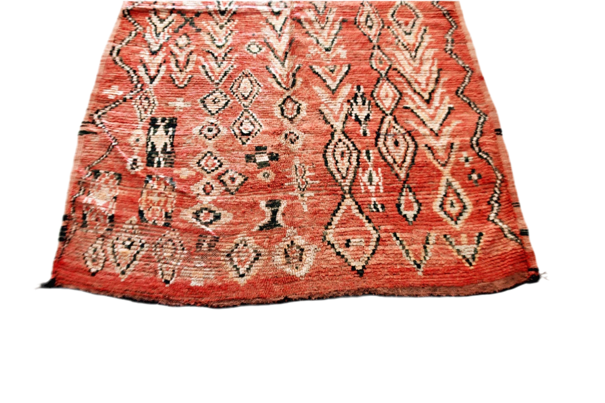 Red abstract vintage boujaad rug Moroccan morocco top