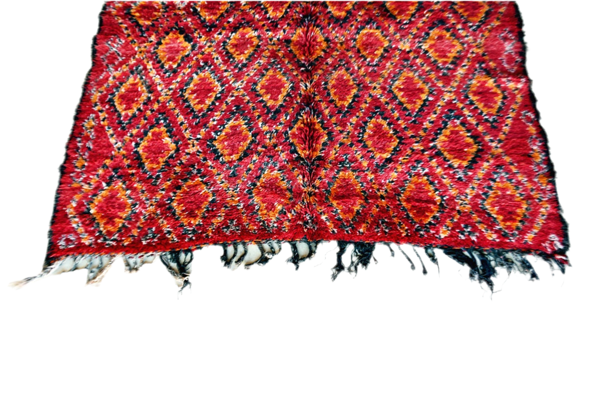 Red orange black beni mguild thick rug masterpiece bottom