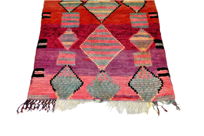 Red purple grey moroon diamonds vintage boujaad moroccan runner rug topx