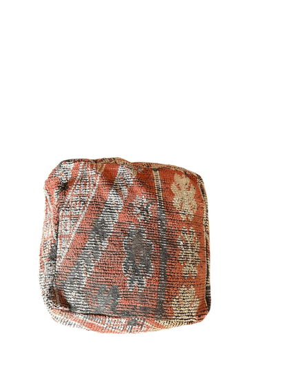 Red square Moroccan wool pouf floor cushion pillow