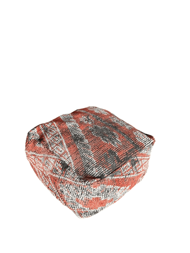 Red square Moroccan wool pouf floor cushion pillow side