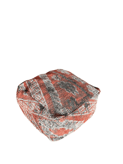 Red square Moroccan wool pouf floor cushion pillow side