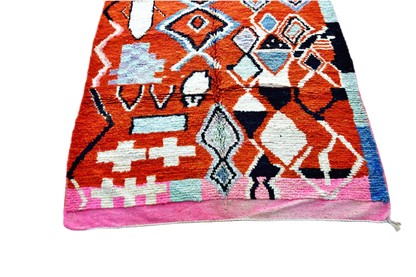 Red white black moroccan boujaad rug