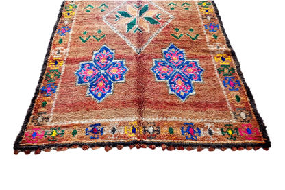 Rust blue pink Marmoucha vintage moroccan rug