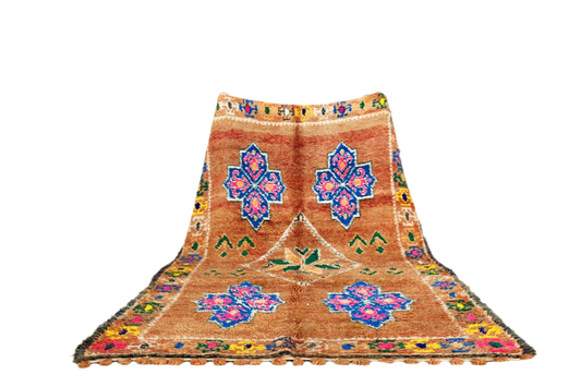 Rust blue pink Marmoucha vintage moroccan rug standing