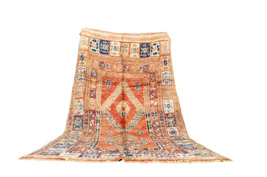 Rust blue vintage boujaad rug morocco 