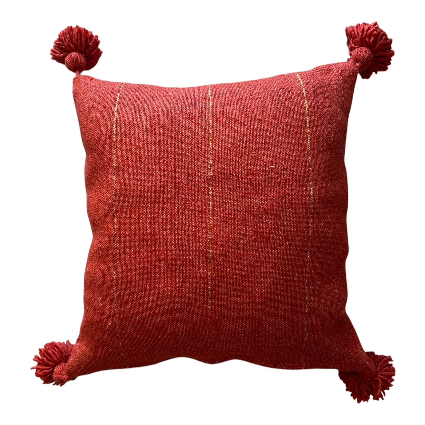 Rust plain moroccan pompom cushion cover eclectic