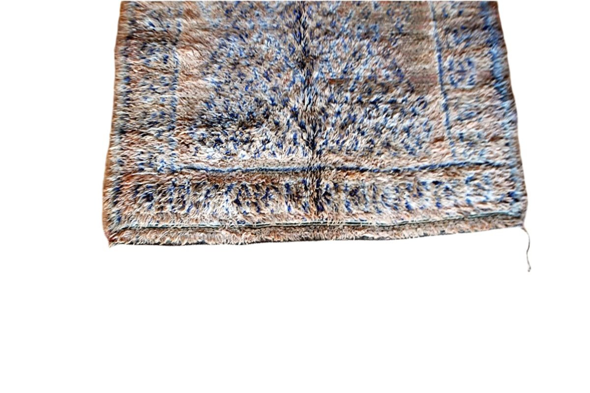 Sand blue plus beni mguild vintage rug indoor bottom