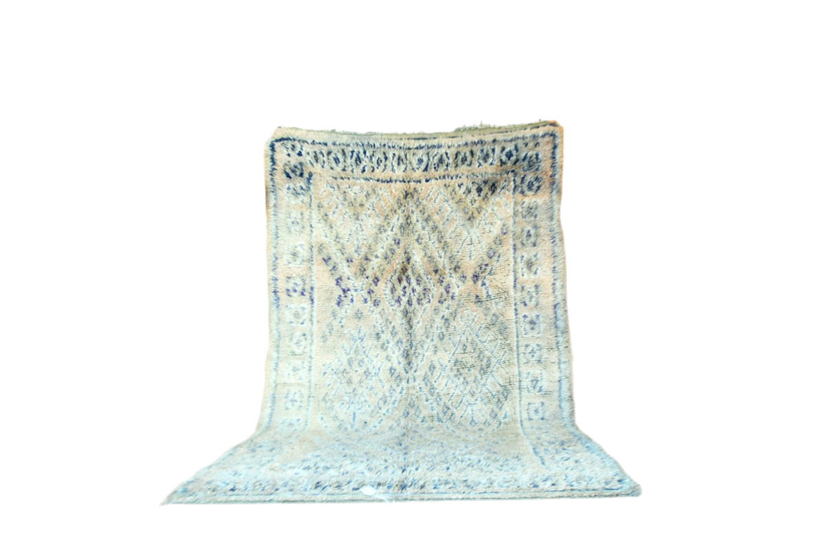 Sand blue plus beni mguild vintage rug indoor standing