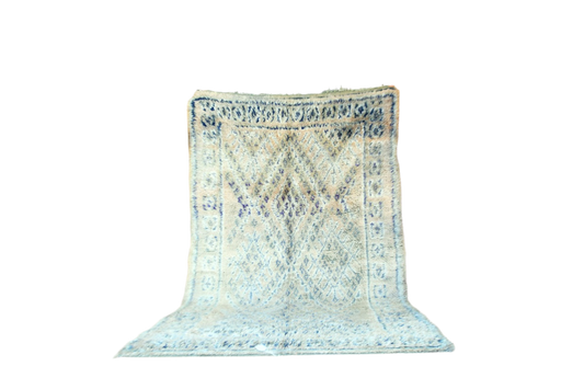 Sand blue plus beni mguild vintage rug indoor standing