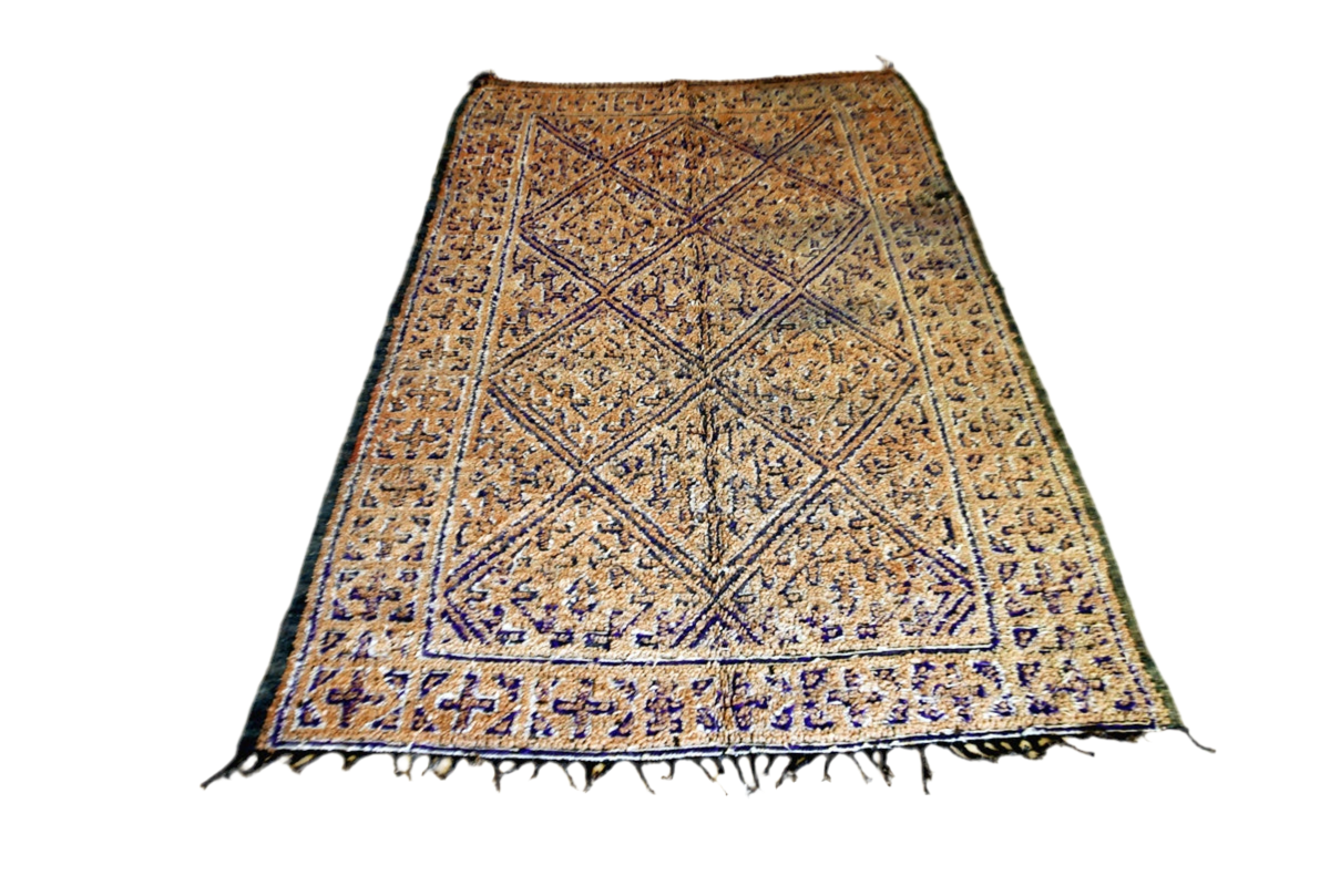 Sand purple Moroccan beni mguild vintage wool rug full