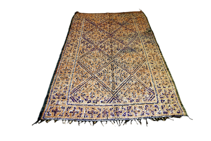 Sand purple Moroccan beni mguild vintage wool rug full