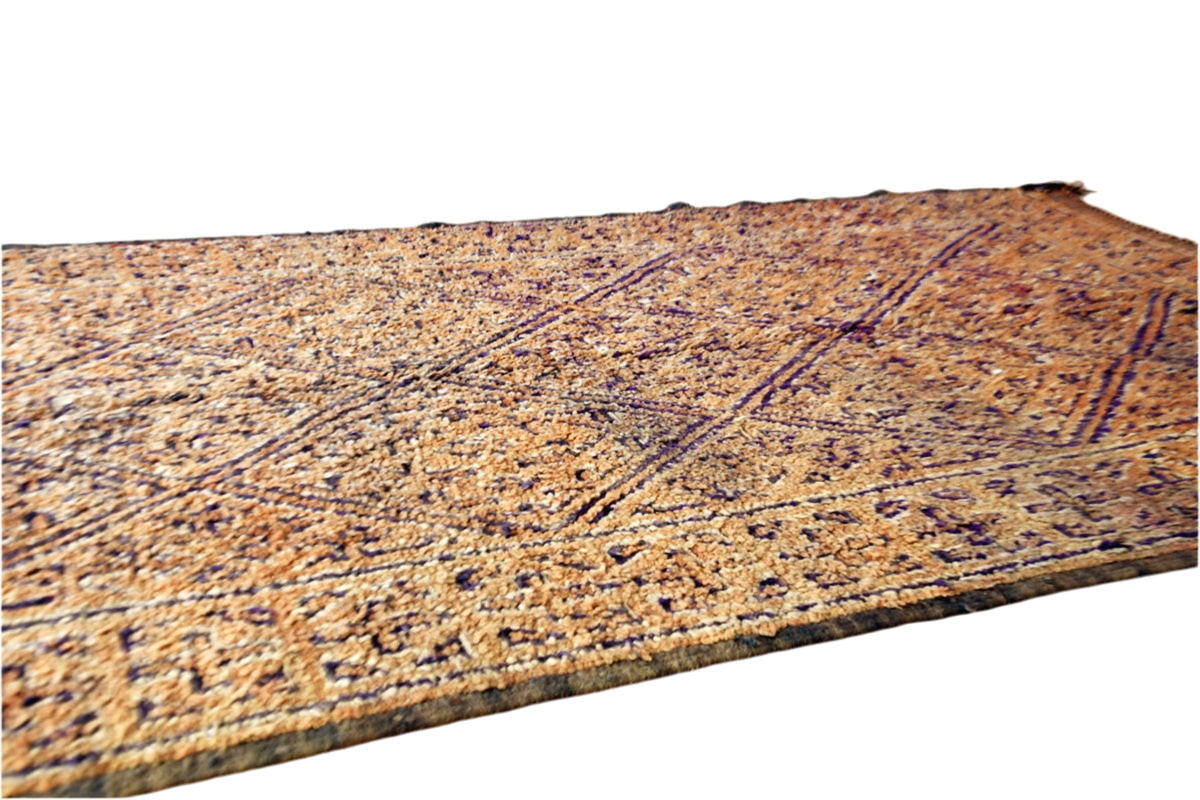 Sand purple Moroccan beni mguild vintage wool rug side