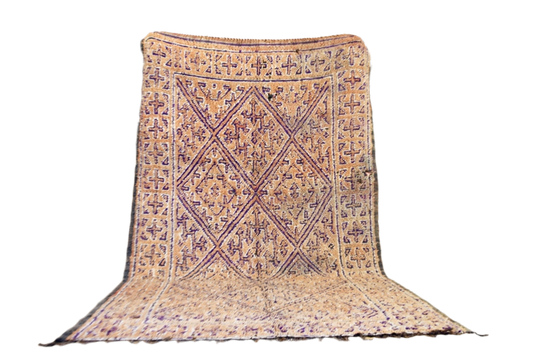 Sand purple Moroccan beni mguild vintage wool rug standing