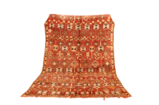 Terracotta black vintage zemmour Moroccan rug standing