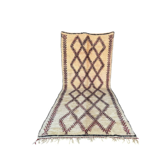 Tribal black red & white moroccan vintage beni ourain rug boho decor standing