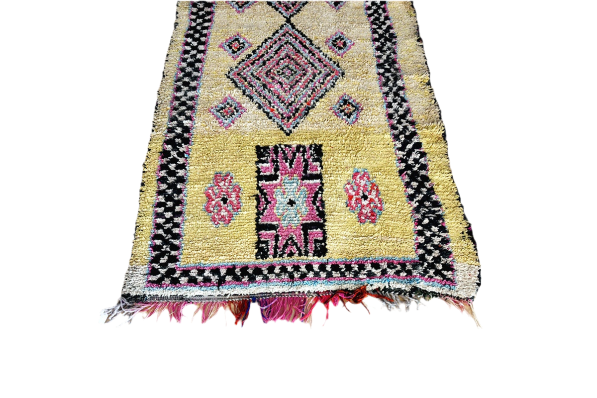 Yellow Boucherouit rug tassels