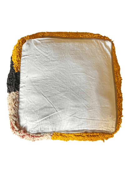 Yellow pink back moroccan floor pouf 