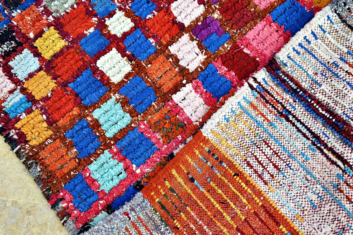 back color pop checker boucherouit rug