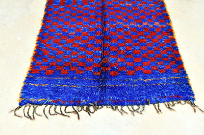 bottom beni mguild checker rug blue indigo red