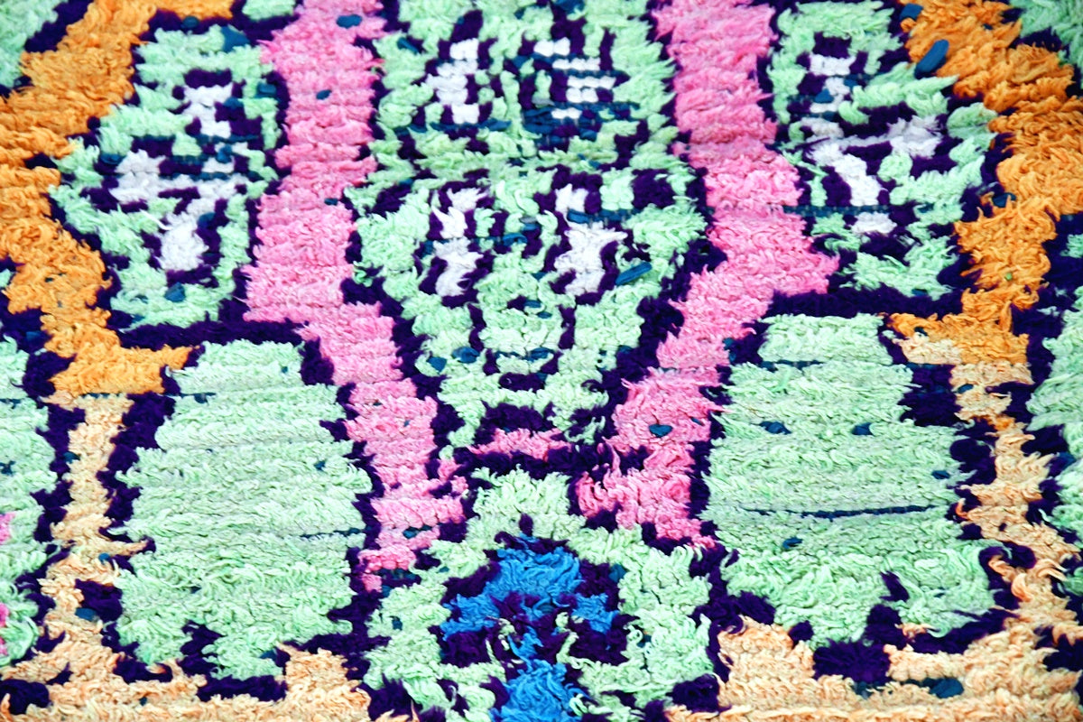 close up color pop boucherouite rug