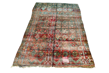 faded red symethrical moroccan vintage zemmour rugs front
