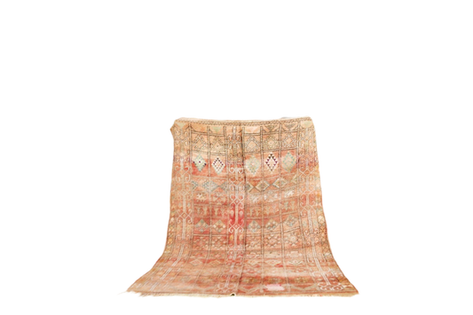 faded red symethrical moroccan vintage zemmour rugs standing