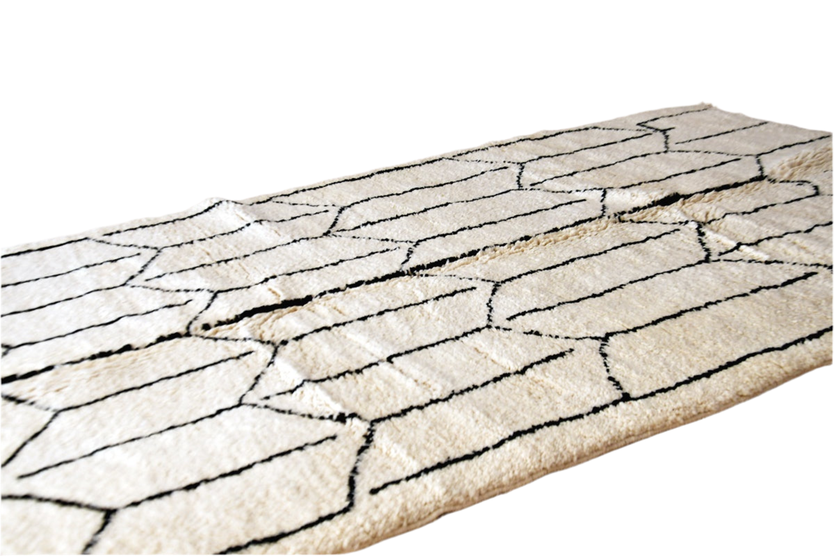 fertile black white moroccan beni mrirt rug