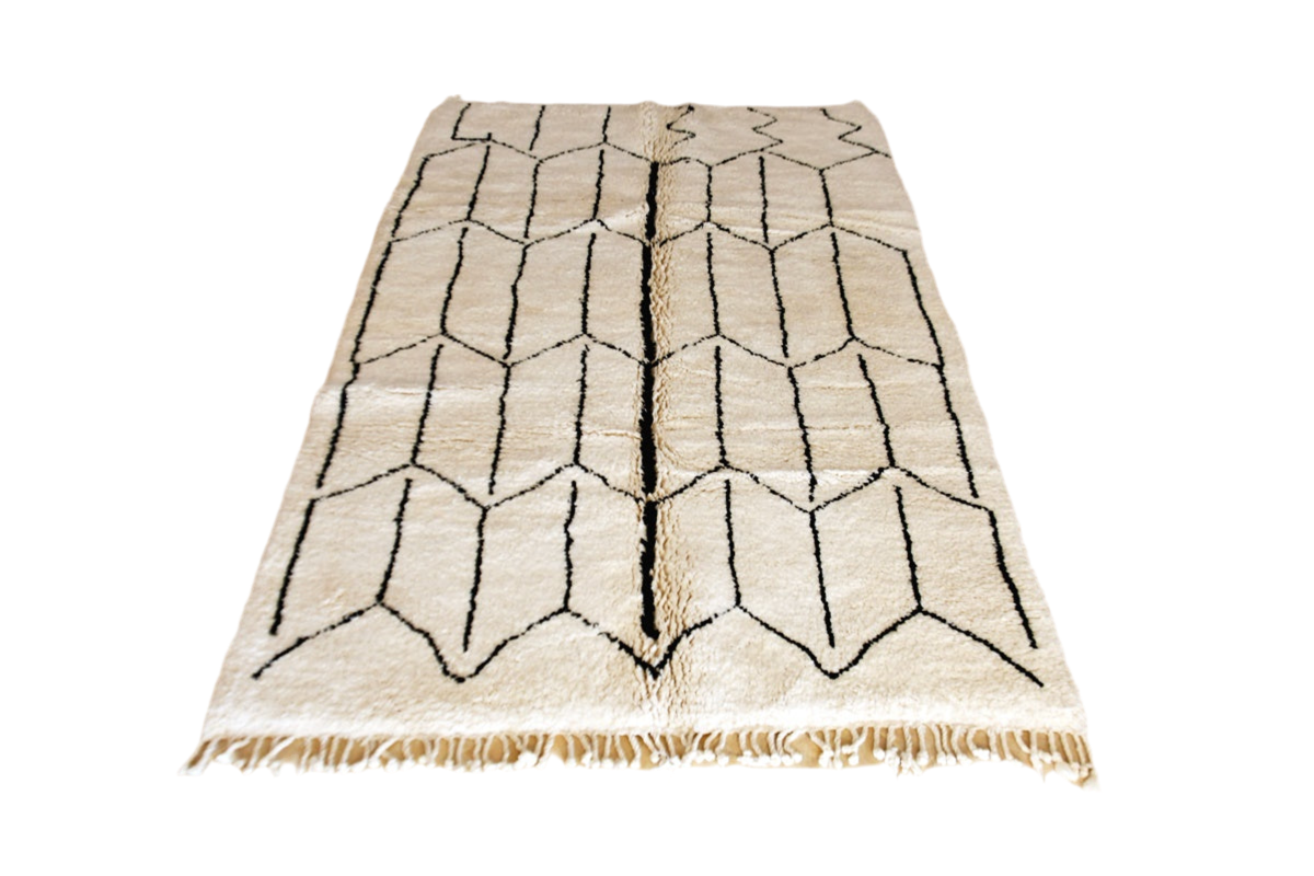 fertile black white moroccan beni mrirt rug front