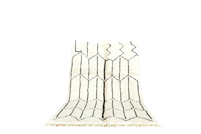 fertile black white moroccan beni mrirt rug standing