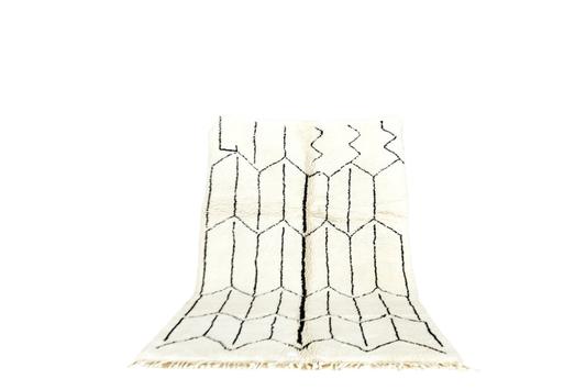 fertile black white moroccan beni mrirt rug standing