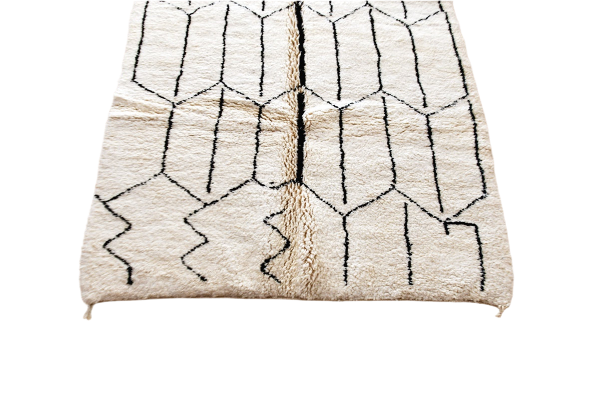 fertile black white moroccan beni mrirt rug top