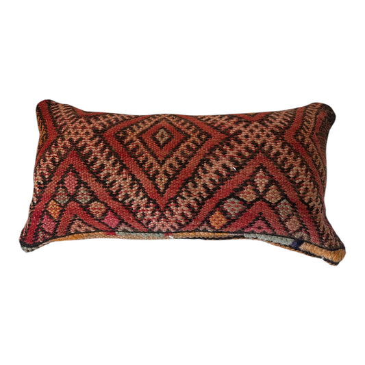flat weave moroccan cushion pillow faded red pastel