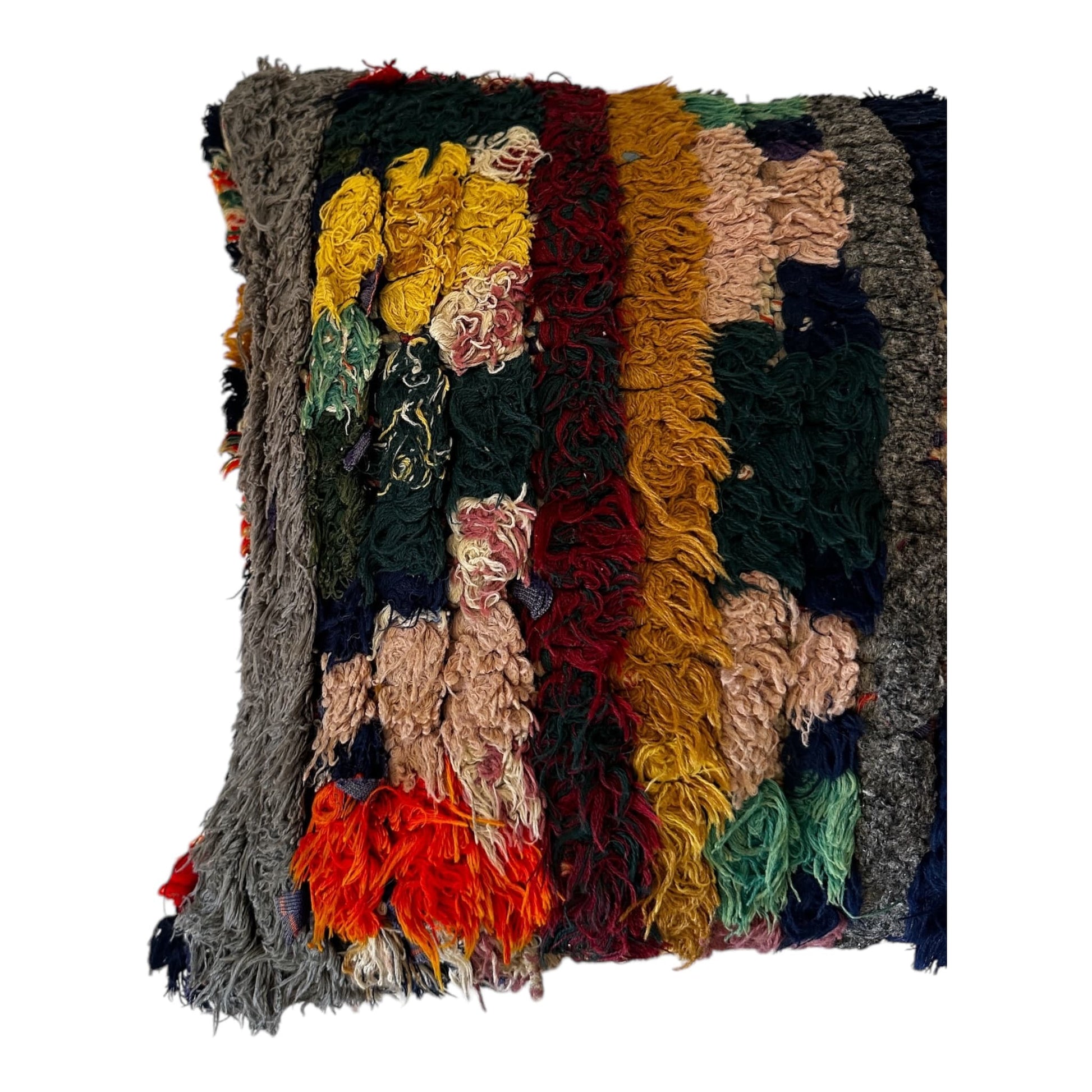 ochre orange grey green moroccan boucherouite cushion cover boho eclectic
