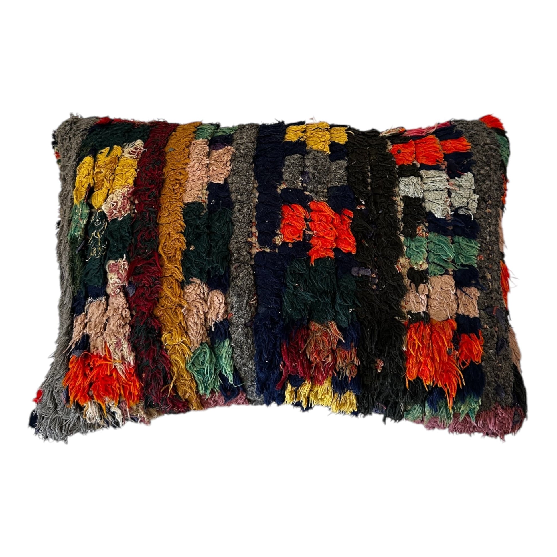 ochre orange grey green moroccan boucherouite cushion cover boho eclectic