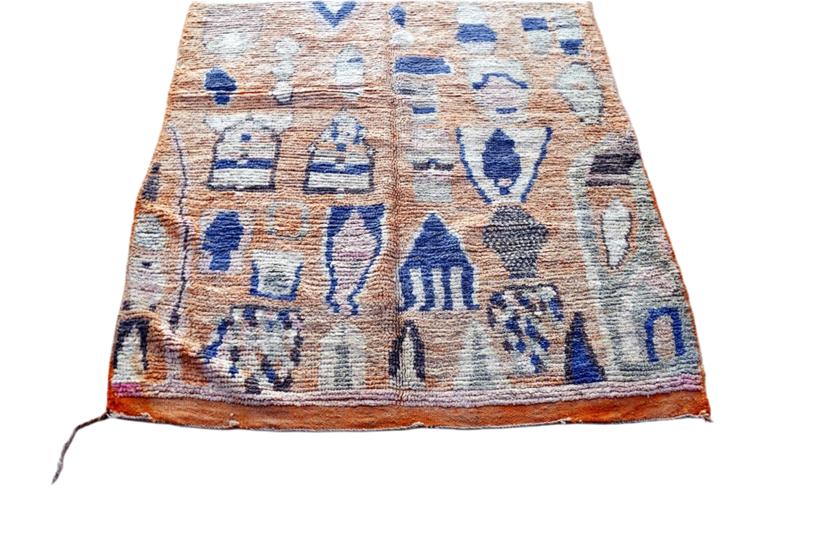 peach blue moroccan boujaad rug