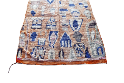 peach blue moroccan boujaad rug