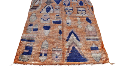 peach blue moroccan boujaad rug bottom