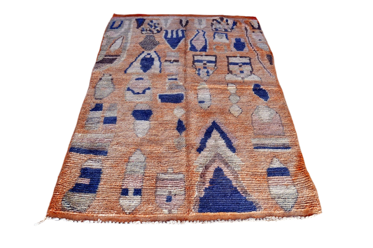 peach blue moroccan boujaad rug front 
