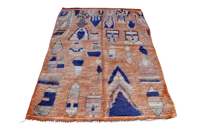 peach blue moroccan boujaad rug front 