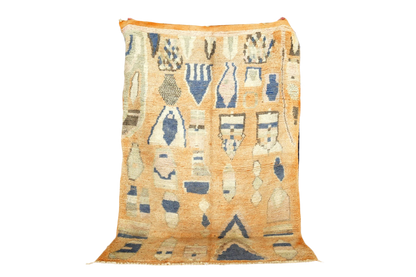 peach blue moroccan boujaad rug standing