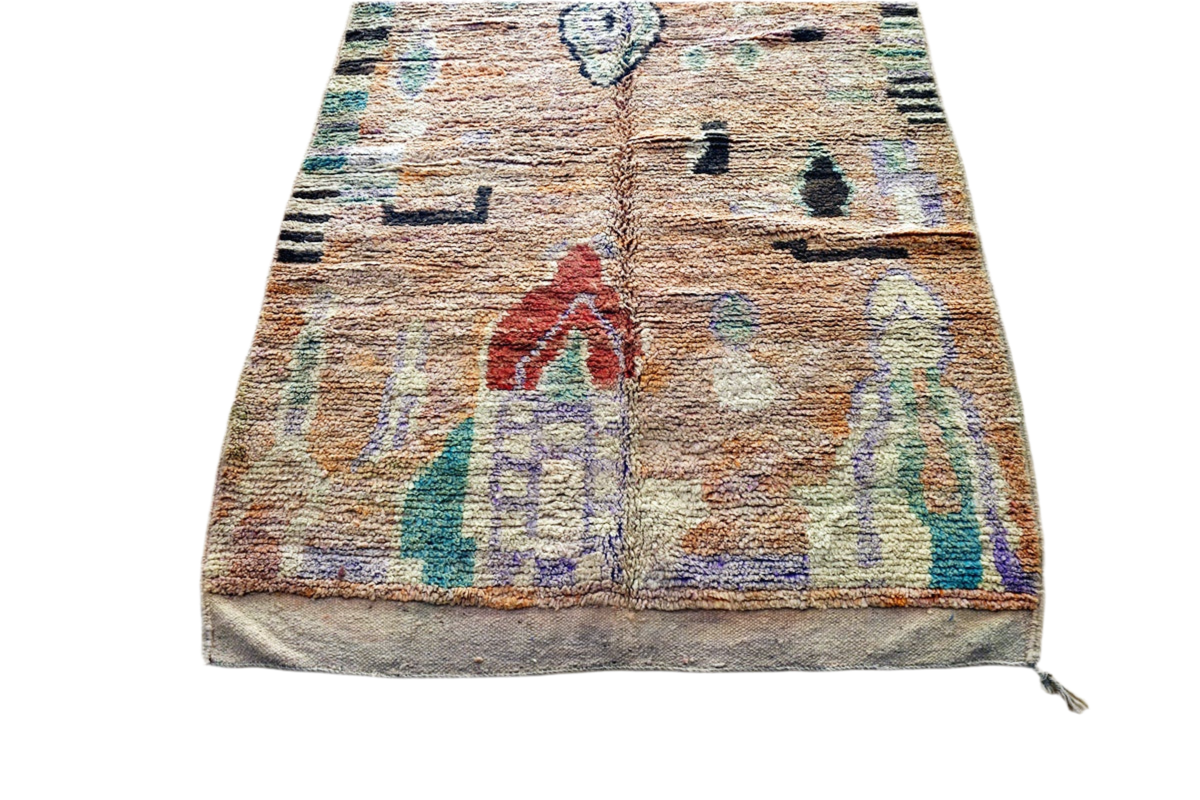Peach mint abstract moroccan area rug
