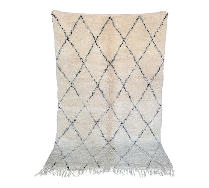 white & black diamonds symethrical beni ourain moroccan rug standing