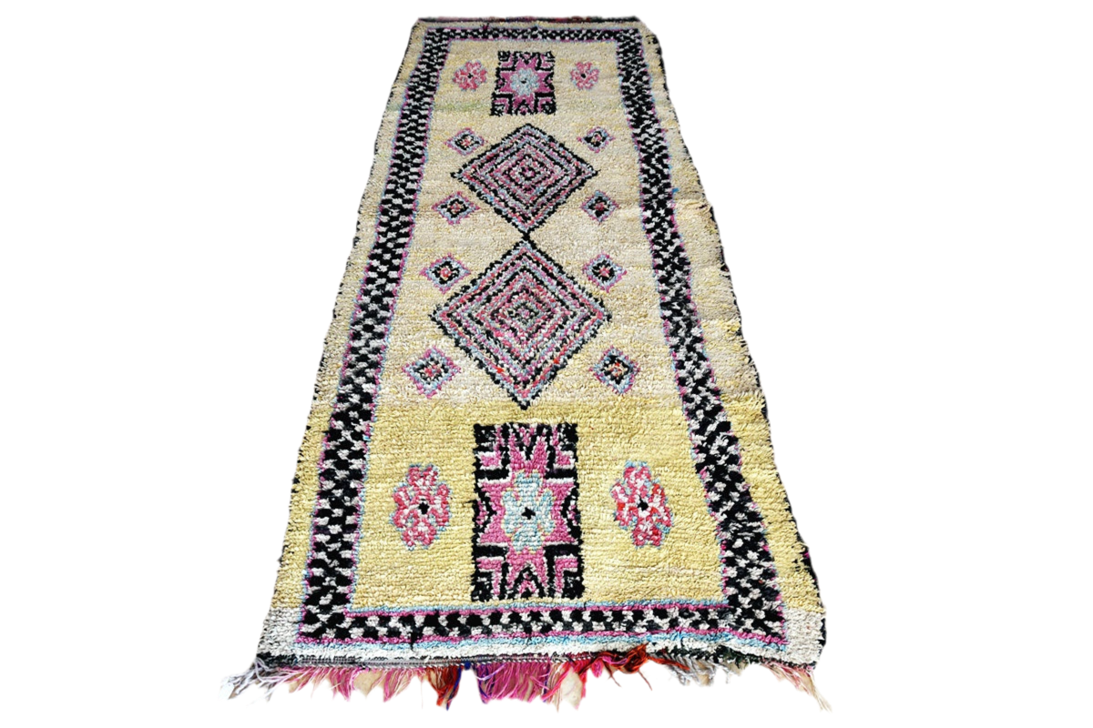 Yellow boucherouite rug large