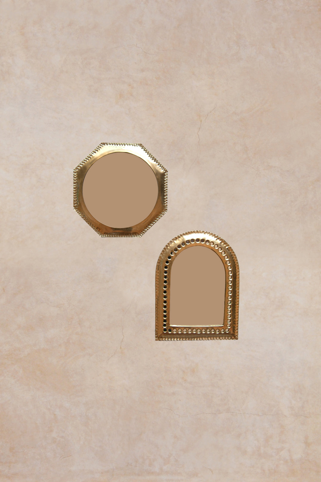Moroccan handmade metal decor small mirors: set of 2
