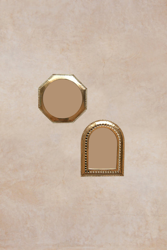 Moroccan handmade metal decor small mirors: set of 2