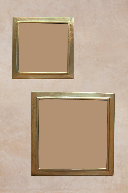 set of 2 square hammered brass mirrors boho handmade morocco