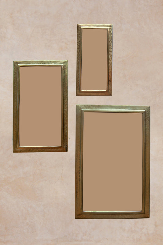 Set of 3 hammered brass mirrors handmade morocco